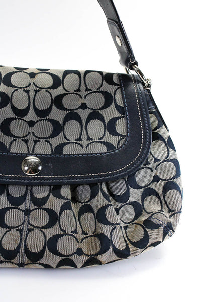 Coach Womens Logo Print Silvertone Metal Snap Closure Shoulder Bag Handbag Gray