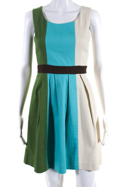 Tabitha Womens Cotton Color Block Sleeveless A-Line Dress Multicolor Size 0