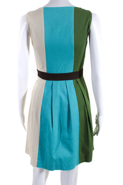 Tabitha Womens Cotton Color Block Sleeveless A-Line Dress Multicolor Size 0