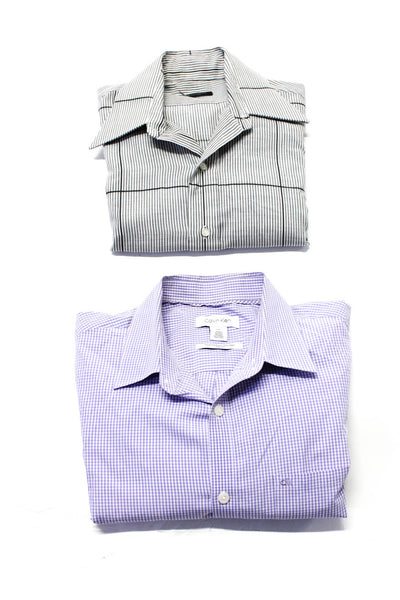 Calvin Klein Pierre Cardin Paris Mens Cotton Buttoned Tops Purple Size L Lot 2