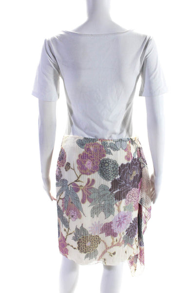 Armani Collezioni Womens Floral Chiffon Draped Pencil Skirt White Size 4