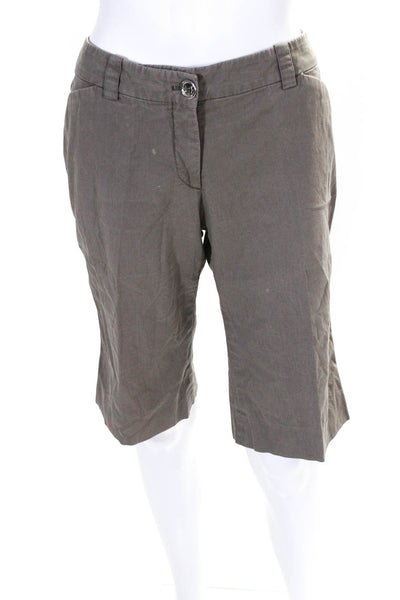 Burberry London Womens Cotton Mid-Rise Chino Bermuda Shorts Gray Size 6