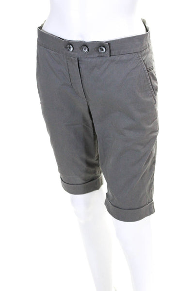 Brunello Cucinelli Womens Cotton Low-Rise Rolled Hem Bermuda Shorts Gray Size 4