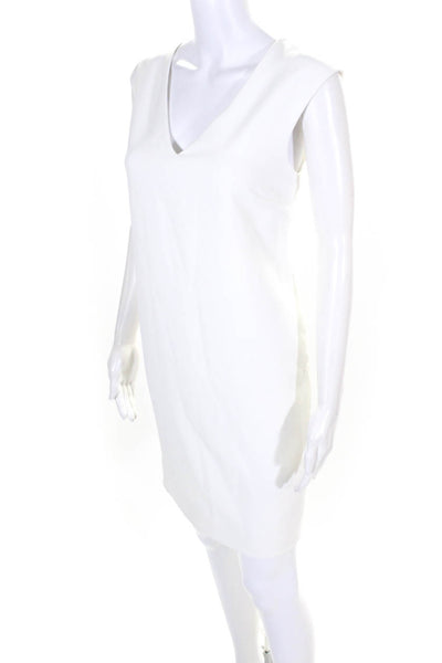Polo Ralph Lauren Womens Wide Strap Knee-Length V-Neck Shift Dress White Size 4