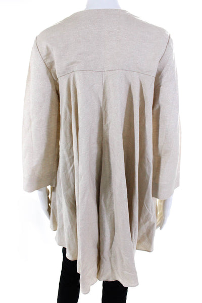 Lacey Parker Womens Linen Long Sleeve Asymmetrical Blouse Beige Gold Size Small