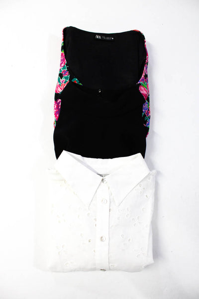 Zara Womens Halter Tops Button Up Shirt Black White Multicolor Size XS Lot 3