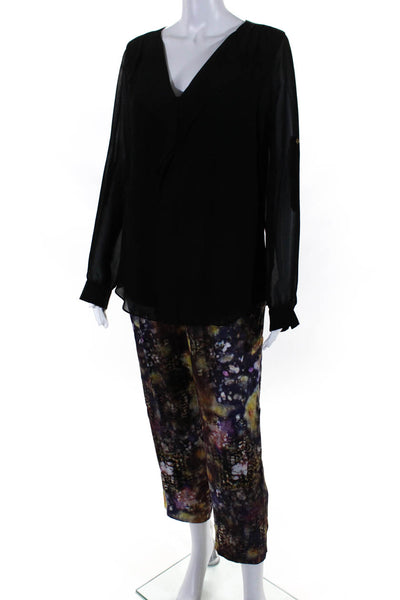 Calvin Klein Catherine Malandrino Womens Blouse Tops Black Multi Size 4/S Lot 2