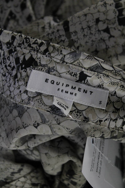 Equipment Femme Womens Button Up Snakeskin Print Silk Shirt Gray Size Small