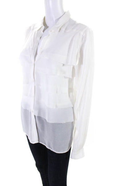 S'nob De Noblesse Womens Button Front Olga Tiered Shirt White Size FR 38