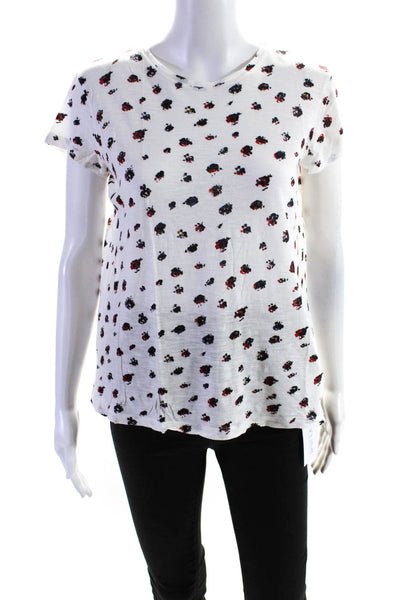 Proenza Schouler Womens Short Sleeve Abstract Tee Shirt White Black Red Small