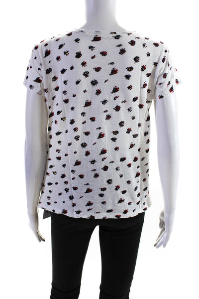 Proenza Schouler Womens Short Sleeve Abstract Tee Shirt White Black Red Small