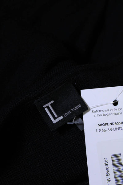 Love Token Womens Tiered Long Sleeve Crew Neck Knit Sweatshirt Black Size Small