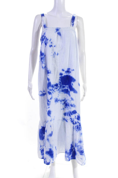 Velvet Womens White Blue Cotton Tie Dye Sleeveless A-Line Dress Size XS