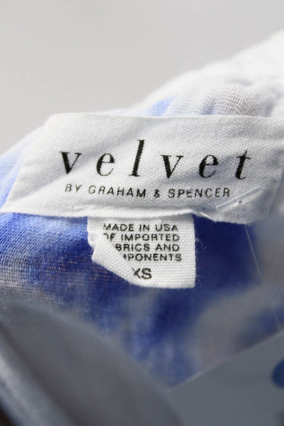 Velvet Womens White Blue Cotton Tie Dye Sleeveless A-Line Dress Size XS