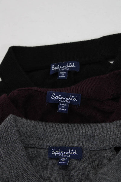 Splendid Womens Black Knit Cold Shoulder Long Sleeve Sweater Top Size XS lot 3