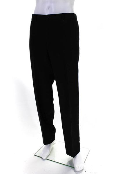 Armani Collezioni Womens Flat Front Straight Leg Dress Pants Black Size 40