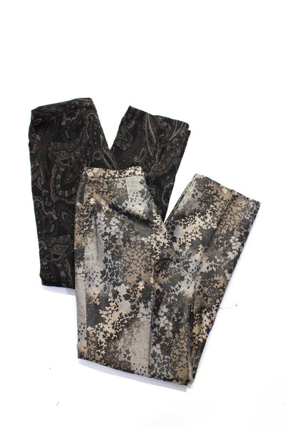 Etcetera Womens Floral Hook & Eye Pleated Straight Dress Pants Gray Size 2 Lot 2