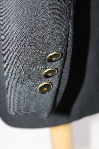 Ungaro Mens Collared Lapel Decorative Gold Tone Button Blazer Black Size XXXL