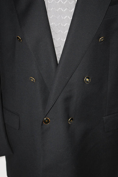 Ungaro Mens Collared Lapel Decorative Gold Tone Button Blazer Black Size XXXL