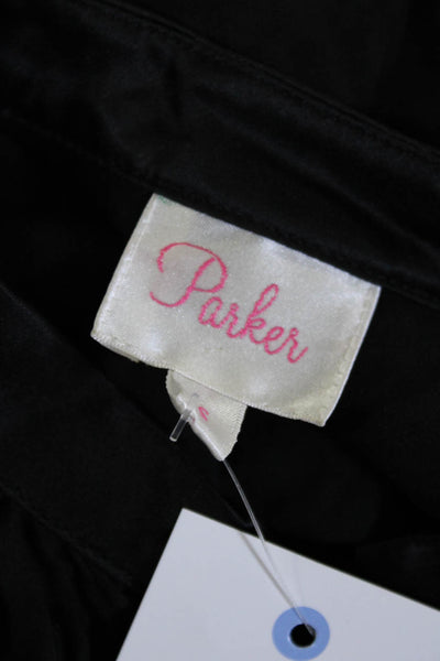 Parker Womens Silk Button Down High Low Sleeveless Tank Blouse Black Gray Size S