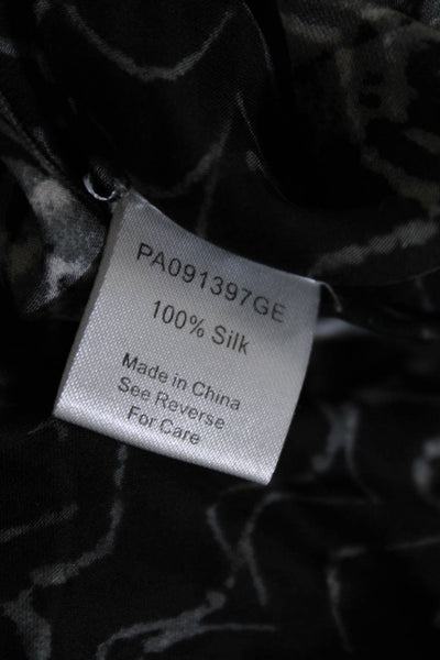 Parker Womens Silk Button Down High Low Sleeveless Tank Blouse Black Gray Size S