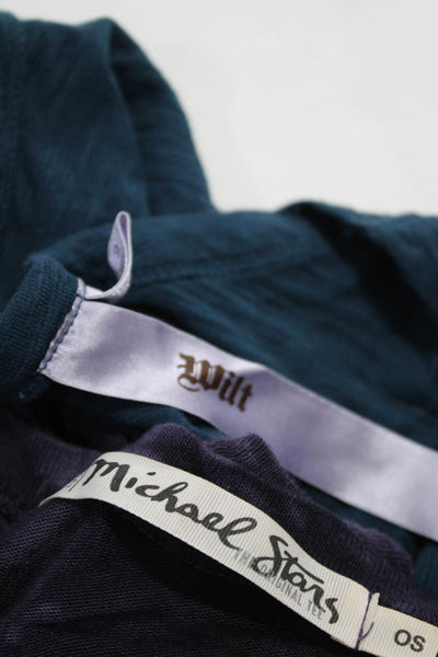 Michael Stars Wilt Womens Long High Low Tunic Tops Purple Blue Size OS XS Lot 2