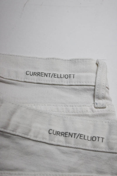Current/Elliott Womens Zip Front Cotton Denim Shorts Jeans White Size 25 Lot 2
