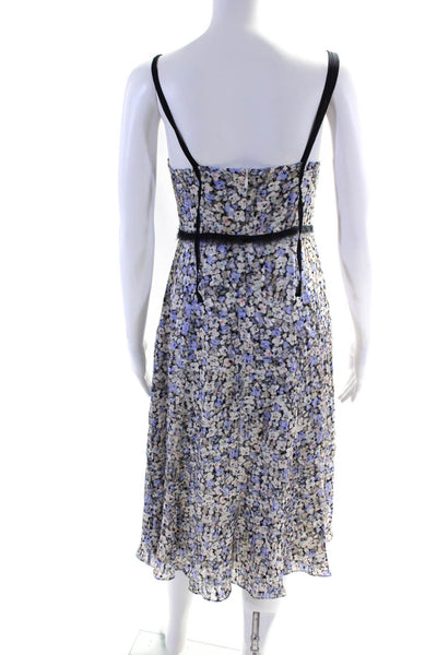 Jason Wu Womens Silk Floral V-Neck Sleeveless A-Line Midi Dress Gray Size 0
