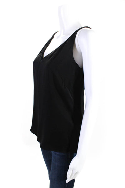 Milly Womens Silk V Neck Lined Casual Tank Top Blouse Shirt Black Size 0