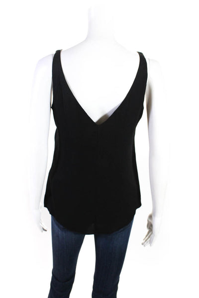 Milly Womens Silk V Neck Lined Casual Tank Top Blouse Shirt Black Size 0