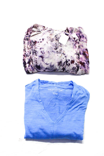 Soft Surroundings Women's V-Neck Short Sleeves T-Shirt Blue Size XS Lot 2