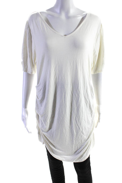 Soft Surroundings Womens Ruched V Neck Short Sleeve Blouse White Size 1X