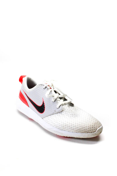 Nike Golf Mens Lace Up Side Logo Knit Running Sneakers White Gray Size 10
