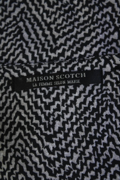 Maison Scotch Womens Striped Long Sleeve Dress Black Gray Size 2