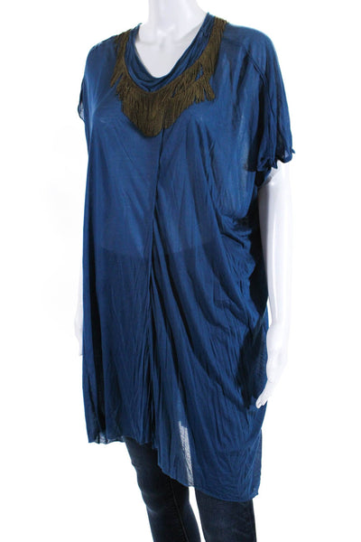 Yigal Azrouel Women's Round Neck Dolman Sleeves Blue Blouse Size S