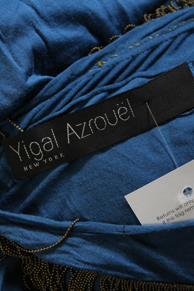 Yigal Azrouel Women's Round Neck Dolman Sleeves Blue Blouse Size S