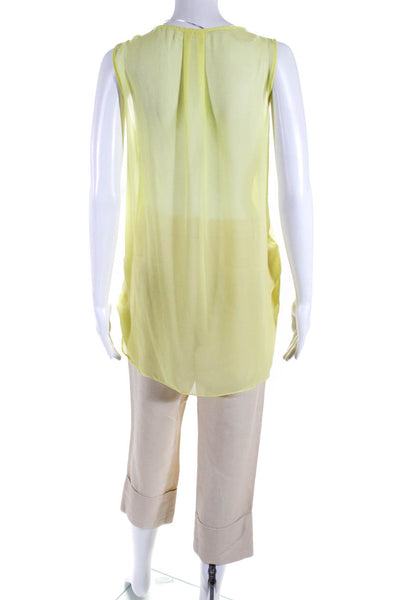 Zara Women's Scoop Neck Sleeveless Hi-Lo Hem Yellow Blouse Size S Lot 3