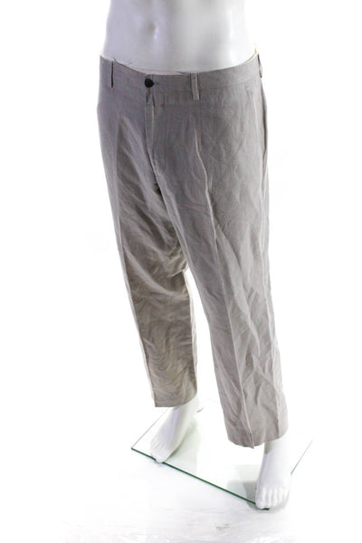 Dolce & Gabbana Mens Cotton Pleated Front Straight Leg Dress Pants Gray Size 52