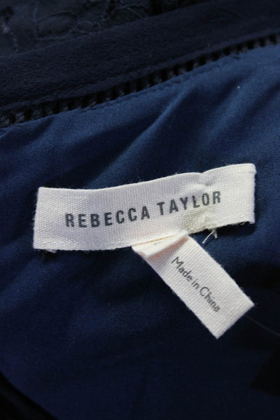Rebecca Taylor Women's Sleeveless Lace Crewneck Sheath Dress Navy Size 0
