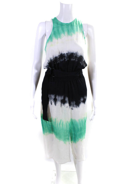 ALC Women's Silk Tie Dye Print Sleeveless Belted Midi Dress Multicolor Size 0