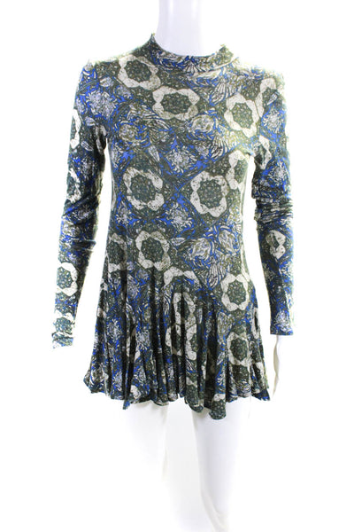 Free People Womens Abstract Print Mini Dress Multi Colored Size Extra Small