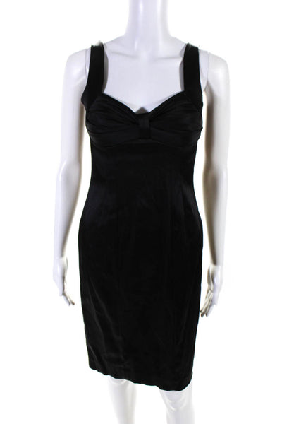 Calvin Klein Womens Back Zip Sleeveless V Neck Sheath Dress Black Size 2