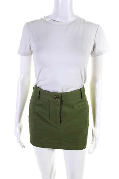Thakoon Addition Womens Zipper Fly Mini Skirt Green Cotton Size 6