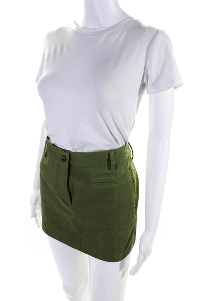 Thakoon Addition Womens Zipper Fly Mini Skirt Green Cotton Size 6