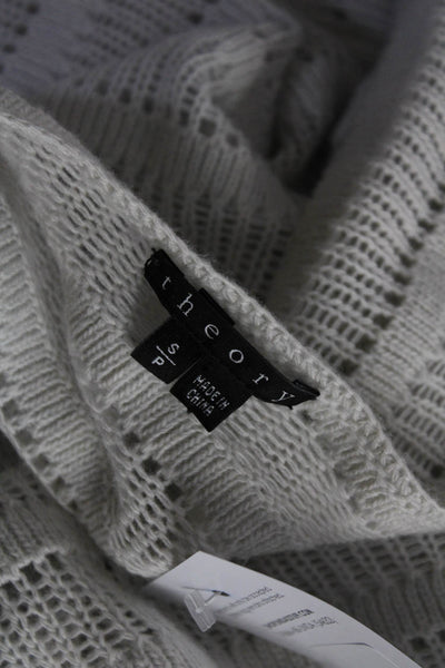 Theory Womens Long Sleeve Scoop Neck Open Knit Sweatshirt Gray Size Small