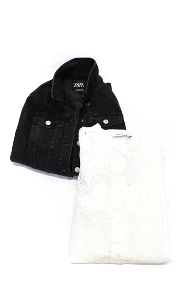 Zara Womens Dress Jean Jacket White Black Size Extra Small Small Lot 2