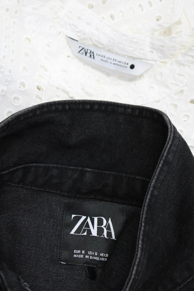 Zara Womens Dress Jean Jacket White Black Size Extra Small Small Lot 2