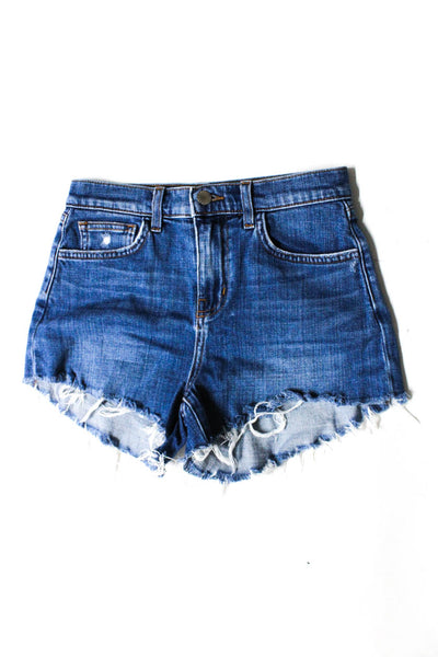 L'Agence Womens Cutoff High Waist Denim Shorts Blue Size 24