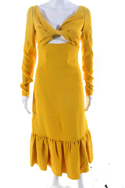 Giambattista Valli Womens Twist Front Cady Keyhole Midi Dress Yellow Size IT 42