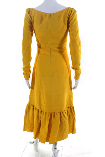 Giambattista Valli Womens Twist Front Cady Keyhole Midi Dress Yellow Size IT 42
